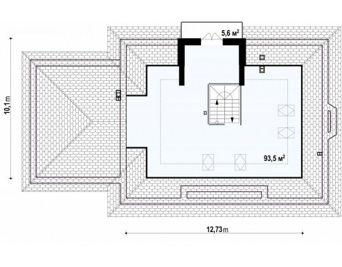 Проект дома Z10 с гаражом с левой стороны, мансардой и балконом.