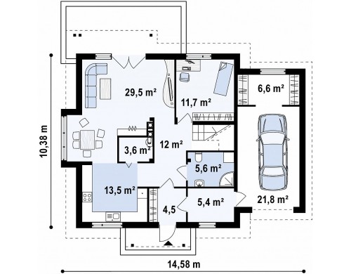 Проект функционального и удобного дома с комнатой над гаражом - Z108