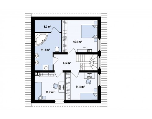Проект двухэтажного дома простой формы - Z115