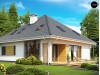 Проект дома с боковой террасой и необычным мансардным окном - Z143