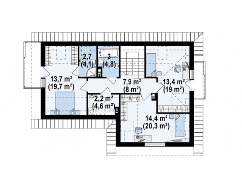 Проект удобного дом с мансардой, с дополнительным помещением для коммерческого использования на первом этаже - Z150