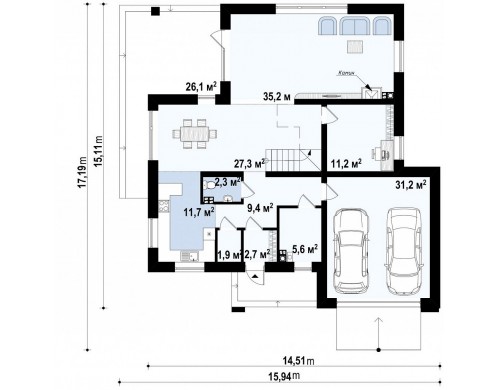Проект Z156 Элегантный комфортабельный двухэтажный дом с современными элементами архитектуры.  Проекты домов и гаражей