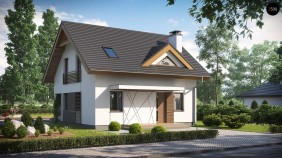 Небольшой стильный и практичный дом с мансардными окнами - Z163