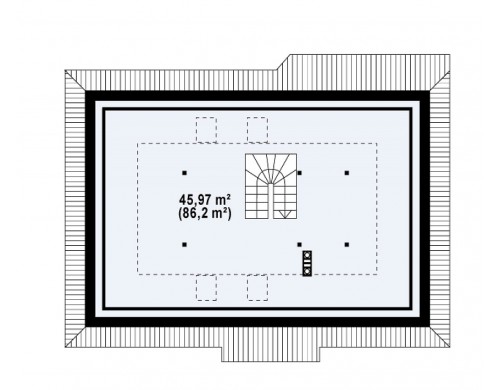 Проект одноэтажного дома в традиционном стиле с возможностью обустройства чердачного помещения - Z169