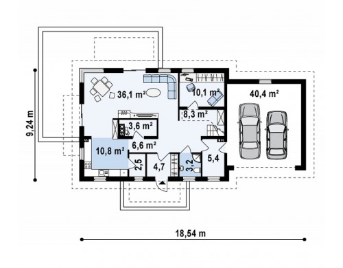 Проект дома с гаражом, красивыми мансардными окнами и дополнительной спальней на первом этаже - Z175