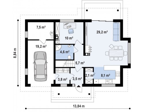 Проект Z178 a Версия проекта Z178 с дополнительной комнатой на первом этаже.  Проекты домов и гаражей