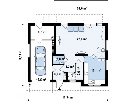 Проект дома с современными элементами в архитектуре, со встроенным гаражом - Z183