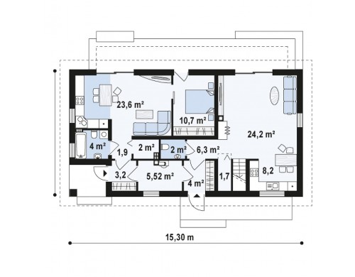 Проект двухквартирного дома с отдельными входами в каждую из них - Z187
