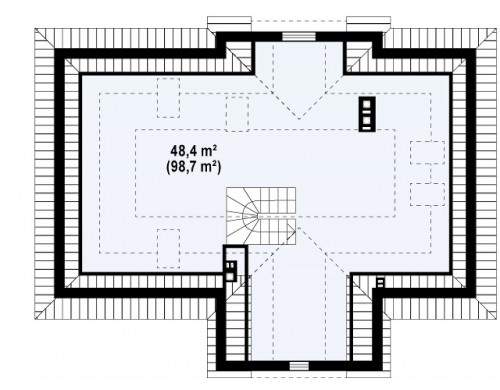 Проект дома с чердаком в стиле дворянской усадьбы с возможностью обустройства чердачного помещения.