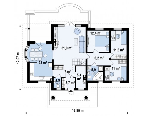 Проект Z2 L + w Зеркальный вариант увеличенного дома Z2  Проекты домов и гаражей