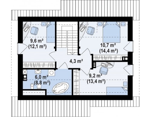 Проект односемейного дома с дополнительной спальней на первом этаже - Z210