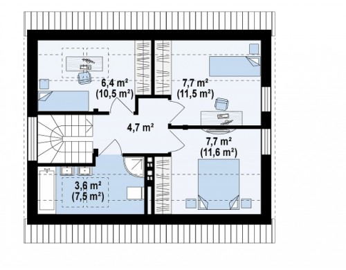 Проект дома с дополнительной спальней на первом этаже, простой в строительстве, недорогой в эксплуатации - Z211