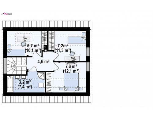 Проект Z211 v2 tz Дом с мансардным этажом и большой террасой  Проекты домов и гаражей
