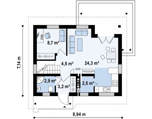 Проект стильного дома с дополнительной спальней на первом этаже - Z212