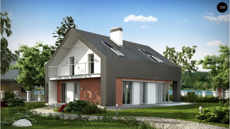 Проект практичного и уютного дома с модернистскими элементами в архитектуре - Z215