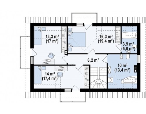 Проект функционального уютного дома с мансардными окнами и оригинальной отделкой фасадов - Z223
