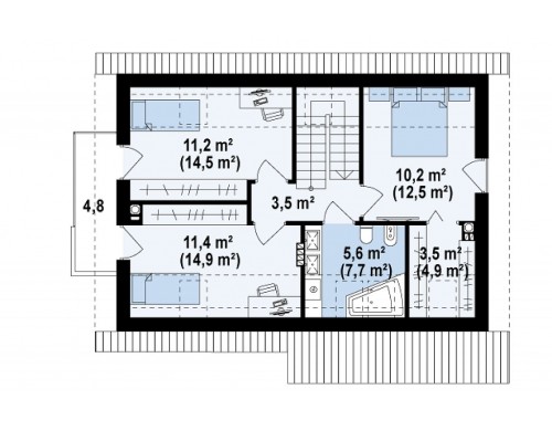 Проект аккуратного дома с мансардой, с удобной функциональной планировкой - Z225