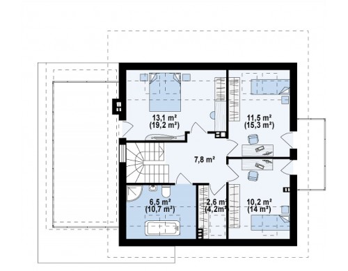 Проект удобного дома с эркером, балконом и террасой над гаражом - Z231