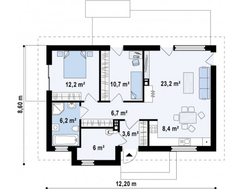 Проект одноэтажного дома классической формы с современными элементами дизайна - Z249