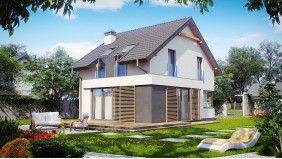 Проект дома простой энергосберегающей формы со светлым интерьером, подходящий для узкого участка - Z290
