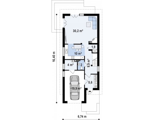 Функциональный и привлекательный дом с гаражом для узкого участка - Z293