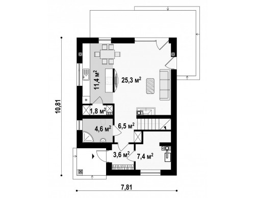 Проект компактного двухэтажного дома строгого современного стиля - Z295