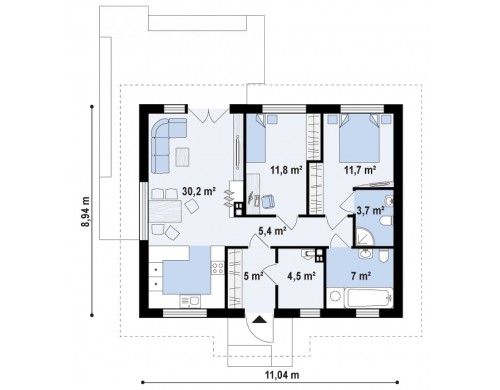 Проект Z308 Компактный одноэтажный до в традиционном стиле.  Проекты домов и гаражей