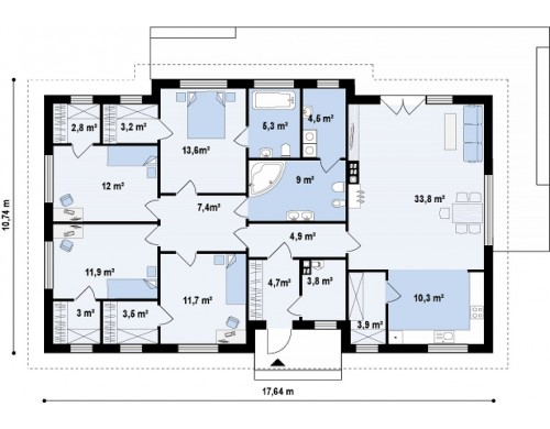 Проект Z310 Комфортный одноэтажный дом в традиционном стиле.  Проекты домов и гаражей