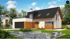 Проект Z320 Мансардный дом для большой семьи с гаражом, рассчитанным на две машины  Проекты домов и гаражей
