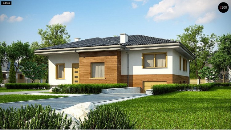 Проект Z337 Красивый и комфортный однэтажный дом с цоколем  Проекты домов и гаражей