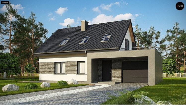Проект Z347 Проект комфортного дома в современном европейском стиле.  Проекты домов и гаражей