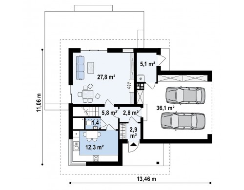 Проект Z350 Стильный мансардный дом с гаражом на две машины  Проекты домов и гаражей