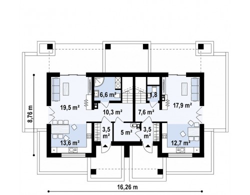 Проект Z351 Стильный мансардный дом с двускатной кровлей  Проекты домов и гаражей