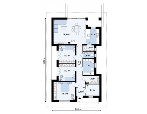 Проект Z354 Дом для узкого участка с 4-х скатной крышей  Проекты домов и гаражей