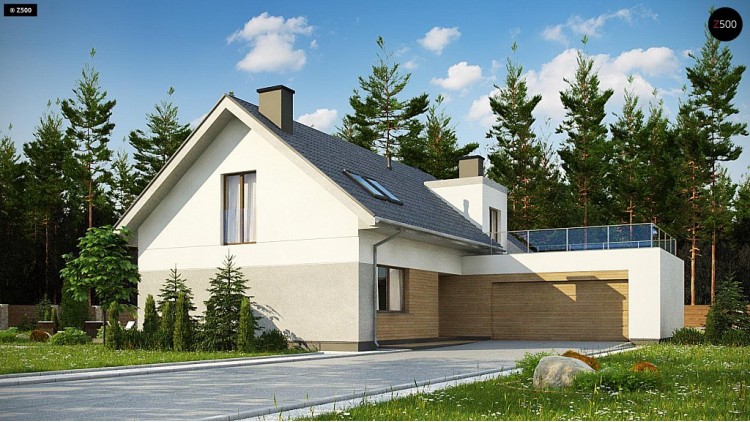 Проект Z358 Cтильный мансардный дом с гаражом для двух машин  Проекты домов и гаражей