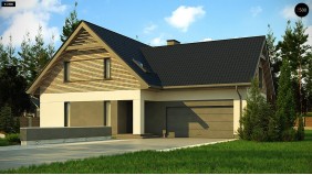 Проект Z359 Стильный и аккуратный мансардный дом с гаражом для двух машин.  Проекты домов и гаражей