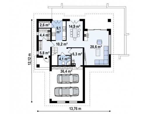 Проект Z359 Стильный и аккуратный мансардный дом с гаражом для двух машин.  Проекты домов и гаражей