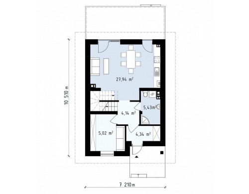 Проект Z38 V1 Новый вариант проекта Z38 - уютного двухэтажного дома.  Проекты домов и гаражей