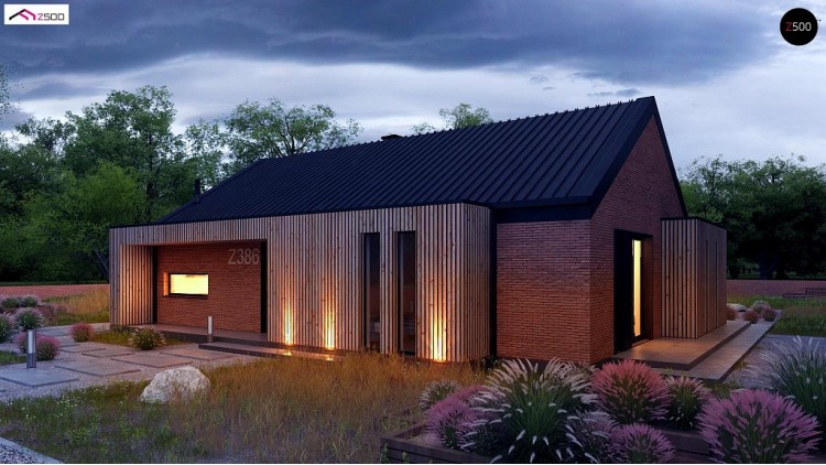 Проект Z386 Одноэтажный дом с дополнительным пространством на чердаке  Проекты домов и гаражей