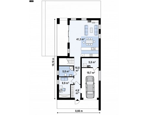 Проект Z393 Современный мансардный коттедж для узкого участка  Проекты домов и гаражей