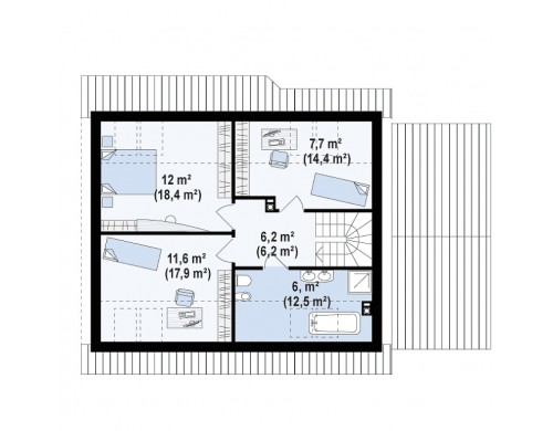 Проект Z40 GP Уютный мансардный коттедж с гаражом с правой стороны  Проекты домов и гаражей