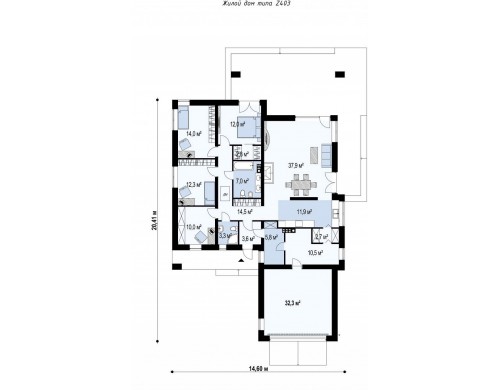 Проект Z403 Одноэтажный дом с четырьмя спальнями и гаражом на два автомобиля  Проекты домов и гаражей