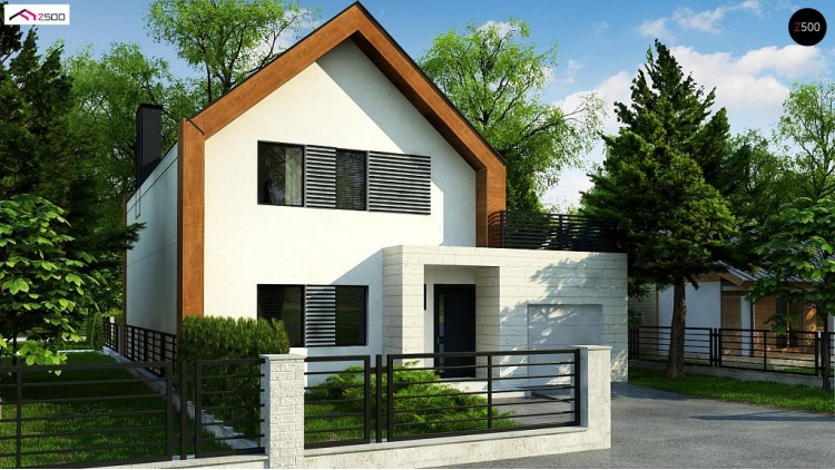 Проект Z424 Современный дом с двускатной крышей и гаражом для одного пользователя  Проекты домов и гаражей