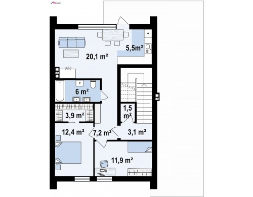 Проект Z424 Современный дом с двускатной крышей и гаражом для одного пользователя  Проекты домов и гаражей