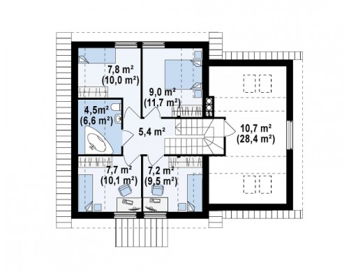Проект уютного и функционального дом «Т»-образной формы с гаражом - Z43