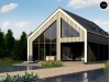 Проект Z445 D Мансардный дом простой формы с современным оригинальным экстерьером.  Проекты домов и гаражей