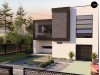 Проект Z450 Ппроект современного двухэтажного дома с оригинальным экстерьером и гаражом на один автомобиль.  Проекты домов и гаражей