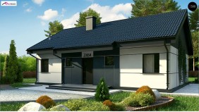 Проект Z454 Real Green Проект одноэтажного дома традиционной формы с современным экстерьером.  Проекты домов и гаражей