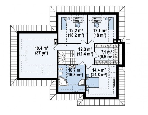 Проект просторного функционального дома сложной формы - Z48