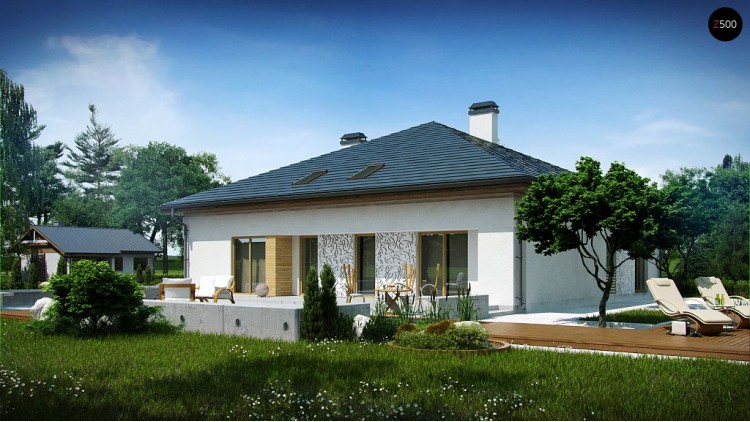 Проект просторного дома с многоскатной крышей, с открытым помещением мансарды - Z51